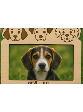 Σετ των 2 Intra απο ξύλο plywood  Χρώμα wenge 3mm-4mm πάχος - κοπής με λέιζερ Κορνίζα φωτογραφιών σκύλου Δίασταση 4x4 cm INTRAFABR-124401903