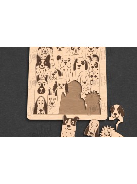Intra απο ξύλο plywood  Χρώμα wenge 3mm-4mm πάχος - Dog Puzzle | Ξύλινο παιχνίδι για παιδιά Δίασταση 30x20 cm INTRAFABR-117085082