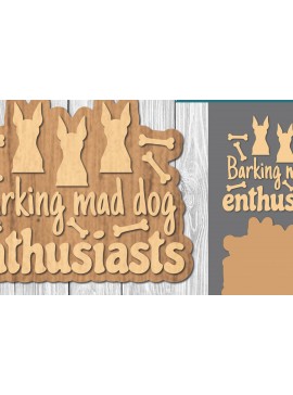 Σετ των 2 Intra απο ξύλο plywood  Χρώμα wenge 3mm-4mm πάχος - Διακόσμηση κοπής με λέιζερ αποσπάσματα σκύλου 8 Δίασταση 20x20 cm INTRAFABR-90727430