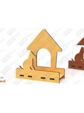 Intra απο ξύλο plywood  Χρώμα wenge 3mm-4mm πάχος - Κάτοχος επαγγελματικής κάρτας σε σχήμα σκύλου | Δίασταση 30x20 cm INTRAFABR-67677449