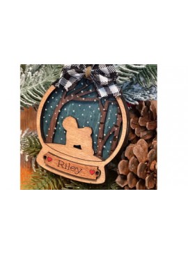 Σετ των 2 Intra απο ξύλο plywood  Χρώμα wenge 3mm-4mm πάχος - Στολίδι με στρώματα Snowglobe για σκύλους Δίασταση 6x6 cm INTRAFABR-39034436