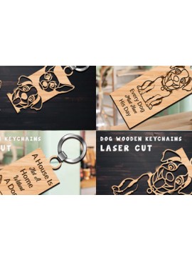 Σετ των 2 Intra απο ξύλο plywood  Χρώμα wenge 3mm-4mm πάχος - Δέσμη κοπής λέιζερ με ξύλινα μπρελόκ για σκύλους Δίασταση 4x4 cm INTRAFABR-95991622