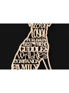 Σετ των 2 Intra απο ξύλο plywood  Χρώμα wenge 3mm-4mm πάχος - με λέιζερ για Dog Words Δίασταση 4x4 cm INTRAFABR-30375047