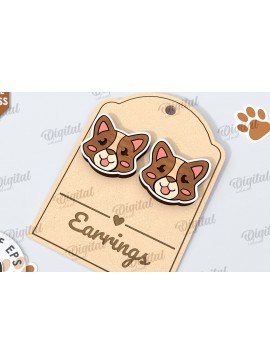 Σετ των 3 Intra απο ξύλο plywood  Χρώμα wenge 3mm-4mm πάχος - Σκουλαρίκια με λέιζερ για σκύλους. Σκουλαρίκια για κατοικίδια Δίασταση 3x3 cm INTRAFABR-29899661