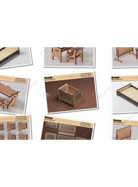 Intra απο ξύλο plywood  Χρώμα wenge 3mm-4mm πάχος - Σετ κουκλόσπιτο Κρεβάτι βρεφικής κούνιας, σχολικό γραφείο Δίασταση 30x20 cm INTRAFABR-73300479