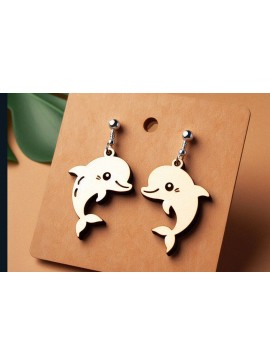 Σετ των 3 Intra απο ξύλο plywood  Χρώμα wenge 3mm-4mm πάχος - Dolphin Earrings | DXF | Δίασταση 3x3 cm INTRAFABR-73311331