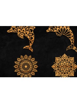 Intra απο ξύλο plywood  Χρώμα wenge 3mm-4mm πάχος - Dolphin Mandala Silhouette Δίασταση 30x30 cm INTRAFABR-73315952