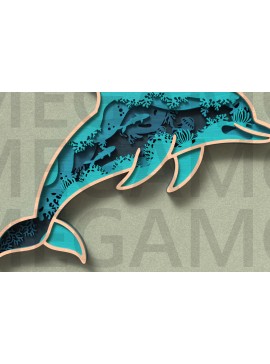 Intra απο ξύλο plywood  Χρώμα wenge 3mm-4mm πάχος - Dolphin Ocean Scene - Layered Δίασταση 30x20 cm INTRAFABR-109605921