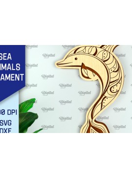Σετ των 2 Intra απο ξύλο plywood  Χρώμα wenge 3mm-4mm πάχος - Στολίδι Dolphin Δίασταση 6x6 cm INTRAFABR-109540542
