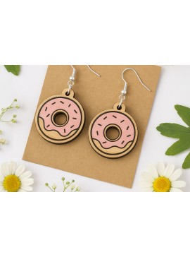 Σετ των 3 Intra απο ξύλο plywood  Χρώμα wenge 3mm-4mm πάχος - Σκουλαρίκια ντόνατ Cut Files Δίασταση 3x3 cm INTRAFABR-121637322