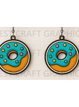 Σετ των 3 Intra απο ξύλο plywood  Χρώμα wenge 3mm-4mm πάχος - Σκουλαρίκια με ντόνατ Cute Summer Δίασταση 3x3 cm INTRAFABR-37887491