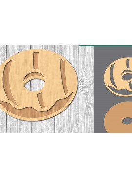 Σετ των 2 Intra απο ξύλο plywood  Χρώμα wenge 3mm-4mm πάχος - Διακόσμηση κοπής με λέιζερ ντόνατ 1 Δίασταση 20x20 cm INTRAFABR-119833484