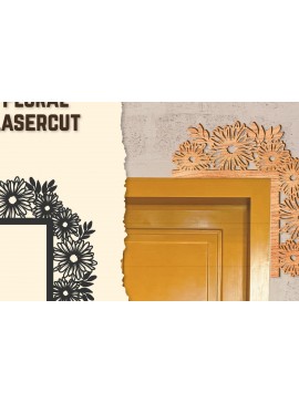 Σετ των 2 Intra απο ξύλο plywood  Χρώμα wenge 3mm-4mm πάχος - Γωνιακή πόρτας Floral Lasercut Δίασταση 20x20 cm INTRAFABR-51236009