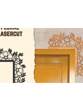 Σετ των 2 Intra απο ξύλο plywood  Χρώμα wenge 3mm-4mm πάχος - Γωνιακή πόρτας Floral Lasercut Δίασταση 20x20 cm INTRAFABR-52599988