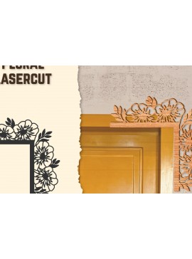 Σετ των 2 Intra απο ξύλο plywood  Χρώμα wenge 3mm-4mm πάχος - Γωνιακή πόρτας Floral Lasercut Δίασταση 20x20 cm INTRAFABR-53166210