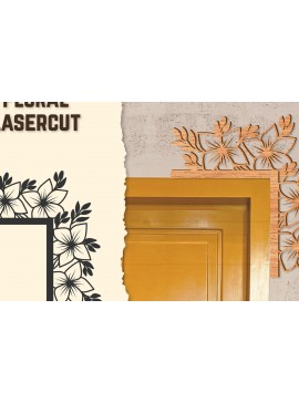 Σετ των 2 Intra απο ξύλο plywood  Χρώμα wenge 3mm-4mm πάχος - Γωνιακή πόρτας Floral Lasercut Δίασταση 20x20 cm INTRAFABR-47241687