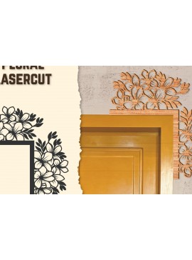 Σετ των 2 Intra απο ξύλο plywood  Χρώμα wenge 3mm-4mm πάχος - Γωνιακή πόρτας Floral Lasercut Δίασταση 20x20 cm INTRAFABR-75211579