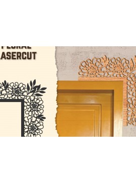 Σετ των 2 Intra απο ξύλο plywood  Χρώμα wenge 3mm-4mm πάχος - Γωνιακή πόρτας Floral Lasercut Δίασταση 20x20 cm INTRAFABR-100454262