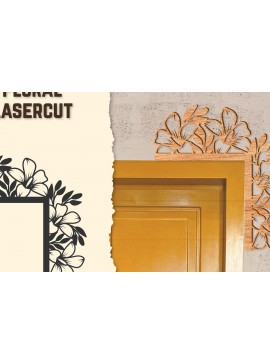 Σετ των 2 Intra απο ξύλο plywood  Χρώμα wenge 3mm-4mm πάχος - Γωνιακή πόρτας Floral Lasercut Δίασταση 20x20 cm INTRAFABR-100454273