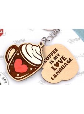 Σετ των 2 Intra απο ξύλο plywood  Χρώμα wenge 3mm-4mm πάχος - Κόψιμο με λέιζερ διπλό μπρελόκ Αγίου Βαλεντίνου Δίασταση 4x4 cm INTRAFABR-78023507