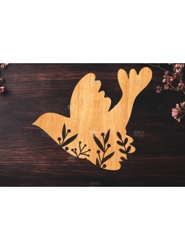 Σετ των 2 Intra απο ξύλο plywood  Χρώμα wenge 3mm-4mm πάχος - κοπής Dove Floral Laser Δίασταση 20x20 cm INTRAFABR-48841860