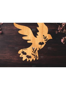 Σετ των 2 Intra απο ξύλο plywood  Χρώμα wenge 3mm-4mm πάχος - κοπής Dove Floral Laser Δίασταση 20x20 cm INTRAFABR-48841870