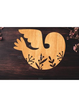 Σετ των 2 Intra απο ξύλο plywood  Χρώμα wenge 3mm-4mm πάχος - κοπής Dove Floral Laser Δίασταση 20x20 cm INTRAFABR-48841878