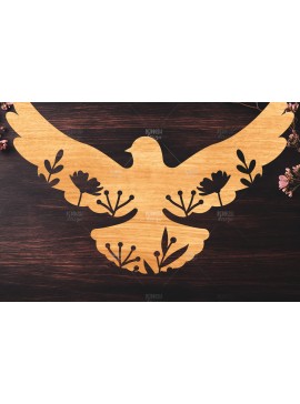 Σετ των 2 Intra απο ξύλο plywood  Χρώμα wenge 3mm-4mm πάχος - κοπής Dove Floral Laser Δίασταση 20x20 cm INTRAFABR-49423099
