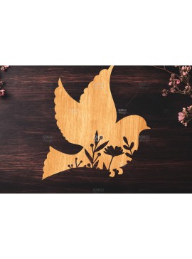 Σετ των 2 Intra απο ξύλο plywood  Χρώμα wenge 3mm-4mm πάχος - κοπής Dove Floral Laser Δίασταση 20x20 cm INTRAFABR-49518384