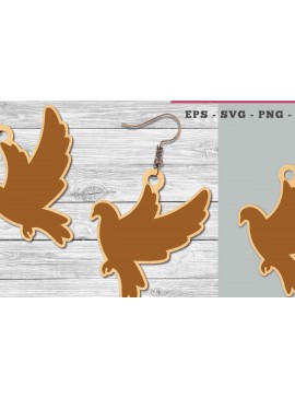 Σετ των 3 Intra απο ξύλο plywood  Χρώμα wenge 3mm-4mm πάχος - Σκουλαρίκια Dove Δίασταση 3x3 cm INTRAFABR-47911648