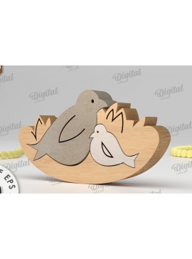 Intra απο ξύλο plywood  Χρώμα wenge 3mm-4mm πάχος - Doves Puzzle . Ζώο Δίασταση 30x20 cm INTRAFABR-110984150