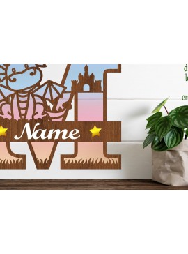 Intra απο ξύλο plywood  Χρώμα wenge 3mm-4mm πάχος - Δράκος κεφαλαίο μονόγραμμα Γράμμα M Cut Δίασταση 30x20 cm INTRAFABR-40966425