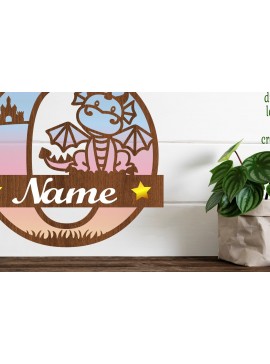 Intra απο ξύλο plywood  Χρώμα wenge 3mm-4mm πάχος - Μονόγραμμα με κεφαλαίο Dragon Letter O Cut Δίασταση 30x20 cm INTRAFABR-40966467