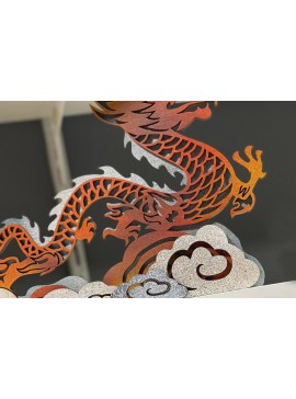 Σετ των 2 Intra απο ξύλο plywood  Χρώμα wenge 3mm-4mm πάχος - κοπής με λέιζερ Dragon CINESE NEW YEAR Δίασταση 9x8 cm INTRAFABR-108123141