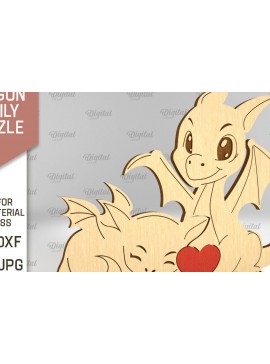 Intra απο ξύλο plywood  Χρώμα wenge 3mm-4mm πάχος - Dragon Family Puzzle Δίασταση 30x20 cm INTRAFABR-112151660