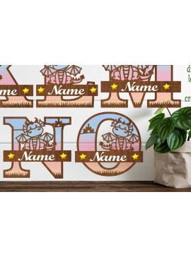 Intra απο ξύλο plywood  Χρώμα wenge 3mm-4mm πάχος - Σημάδια ονόματος δέσμης γραμμάτων μονογράμματος δράκου Δίασταση 30x20 cm INTRAFABR-38488246