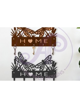 Σετ των 2 Intra απο ξύλο plywood  Χρώμα wenge 3mm-4mm πάχος - Dragonflies Μπρελόκ Σχέδιο Ξύλο Μέταλλο Δίασταση 4x4 cm INTRAFABR-81737759