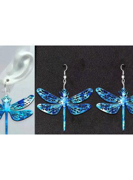 Σετ των 3 Intra απο ξύλο plywood  Χρώμα wenge 3mm-4mm πάχος - Dragonfly Boho Σκουλαρίκια . Δίασταση 3x3 cm INTRAFABR-111199836