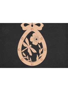 Intra απο ξύλο plywood  Χρώμα wenge 3mm-4mm πάχος - Dragonfly & Floral Πασχαλινό Αυγό Δίασταση 20x25 cm INTRAFABR-48841579