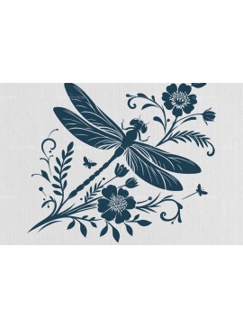 Intra απο ξύλο plywood  Χρώμα wenge 3mm-4mm πάχος - Dragonfly Flowers , Dragonfly Vector Δίασταση 40x50 cm INTRAFABR-49421047