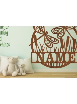 Intra απο ξύλο plywood  Χρώμα wenge 3mm-4mm πάχος - Σημάδι ονόματος Dragonfly Templa κοπής με λέιζερ Δίασταση 30x20 cm INTRAFABR-38798661