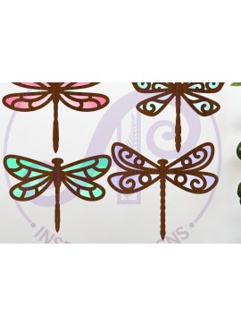 Intra απο ξύλο plywood  Χρώμα wenge 3mm-4mm πάχος - Dragonfly δύο επιπέδων κοπής με λέιζερ Δίασταση 30x20 cm INTRAFABR-111199781