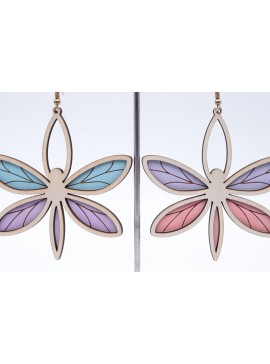 Σετ των 3 Intra απο ξύλο plywood  Χρώμα wenge 3mm-4mm πάχος - Dragonfly Wing Drop Earrings Δίασταση 3x3 cm INTRAFABR-38952753