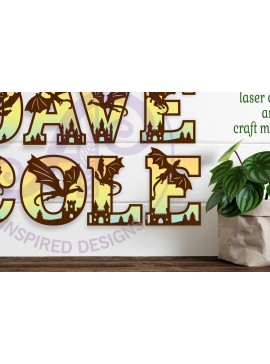 Intra απο ξύλο plywood  Χρώμα wenge 3mm-4mm πάχος - Σετ αλφάβητου Dragons. Γράμματα 2 επιπέδων 53 Δίασταση 30x20 cm INTRAFABR-38049652