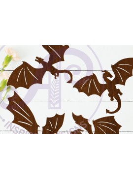 Intra απο ξύλο plywood  Χρώμα wenge 3mm-4mm πάχος - Dragons Silhouette Shape 1 Δίασταση 30x20 cm INTRAFABR-102528294