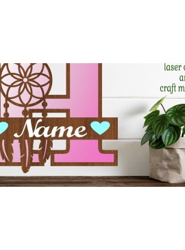 Σετ των 2 Intra απο ξύλο plywood  Χρώμα wenge 3mm-4mm πάχος - Ονειροπαγίδα Monogram Letter H Cut Δίασταση 20x20 cm INTRAFABR-106383123