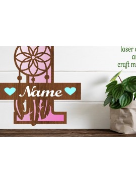 Σετ των 2 Intra απο ξύλο plywood  Χρώμα wenge 3mm-4mm πάχος - Ονειροπαγίδα Monogram Letter I Cut Δίασταση 20x20 cm INTRAFABR-117520689