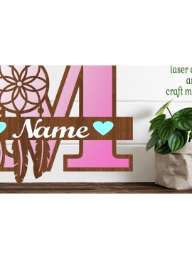 Σετ των 2 Intra απο ξύλο plywood  Χρώμα wenge 3mm-4mm πάχος - Ονειροπαγίδα Monogram Letter M Cut Δίασταση 20x20 cm INTRAFABR-99135889