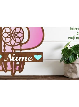 Σετ των 2 Intra απο ξύλο plywood  Χρώμα wenge 3mm-4mm πάχος - Ονειροπαγίδα Monogram Letter P Cut Δίασταση 20x20 cm INTRAFABR-109679317