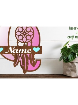 Σετ των 2 Intra απο ξύλο plywood  Χρώμα wenge 3mm-4mm πάχος - Ονειροπαγίδα Monogram Letter Q Cut Δίασταση 20x20 cm INTRAFABR-109679344